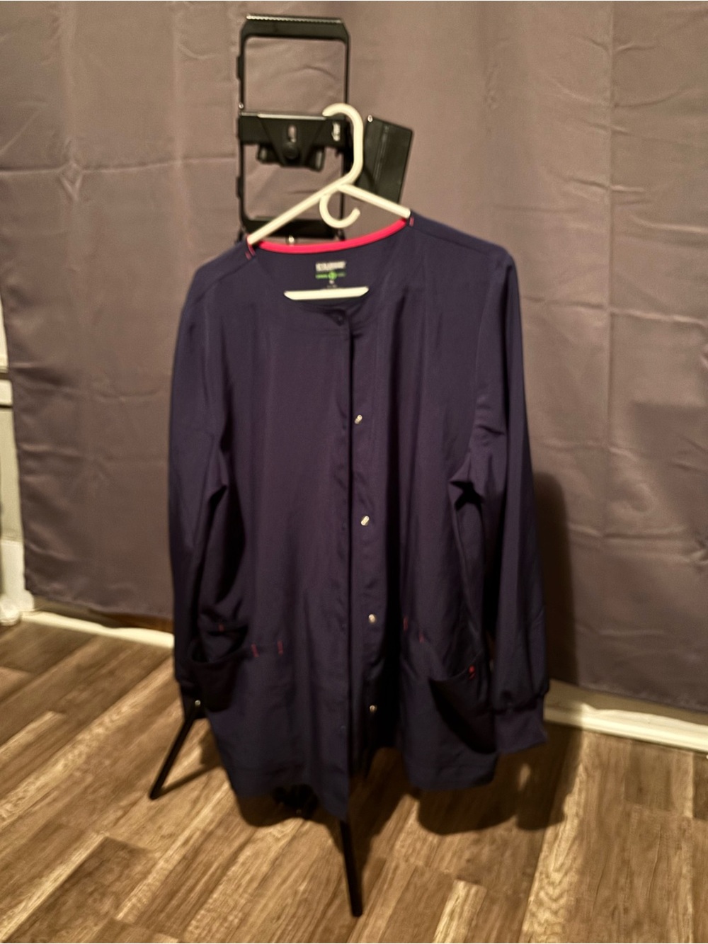 Scrubstar Navy Top with Pink Trim 218